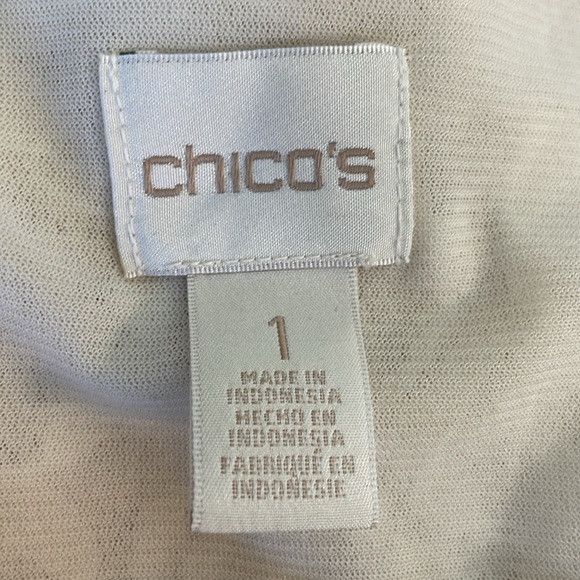 Chico’s Sheer Floral Lace Overlay Pullover Top Size 1/Womens M 3/4 Sleeve Cream - Picture 3 of 10